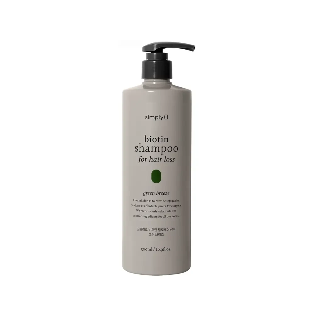SIMPLYO Biotin Shampoo for Hair Loss Green Breeze 500ml bottle